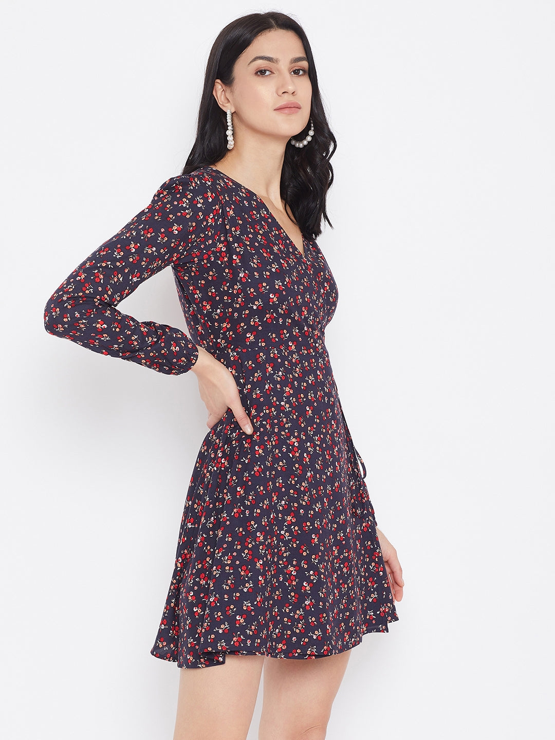 Berrylush Women Navy Blue Floral ...